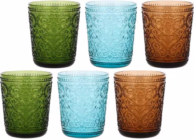Set di 6 bicchieri da acqua Incanto di Primavera Thun in vetro multicolore con decorazioni floreali