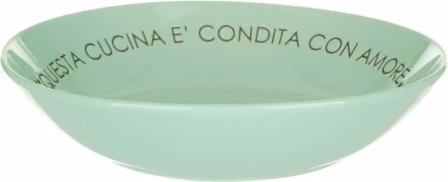 Piatto fondo per zuppa KASANOVA in stoneware colore verde con scritta, Diametro: 20 cm