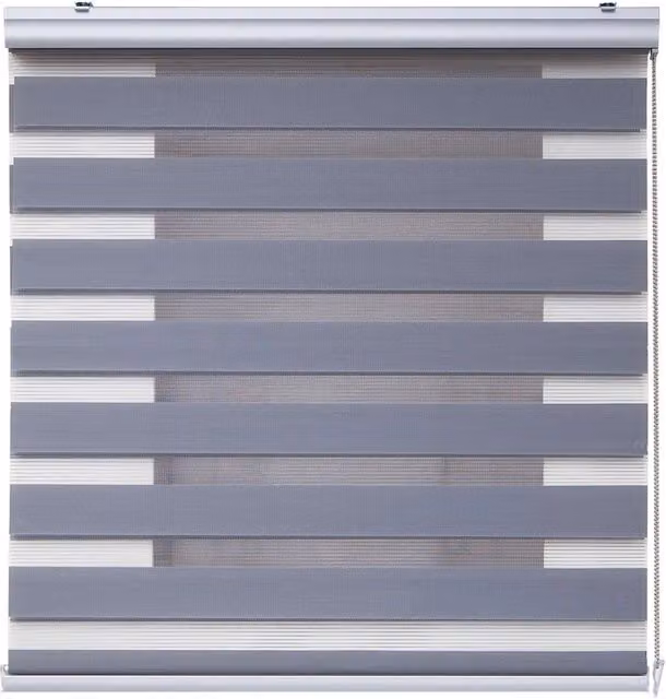 Tenda a Rullo Giorno e Notte Storesdeco a Righe, Colore Argento e Grigio, L: 200 cm, H: 250 cm