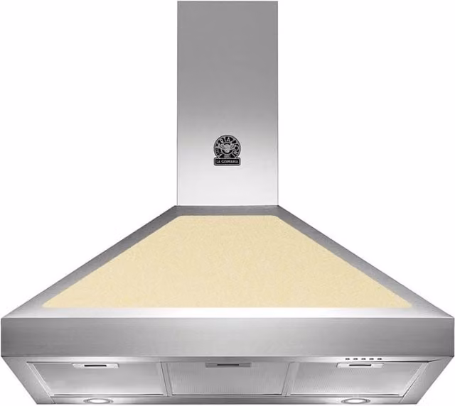 Cappa da parete La Germania K90AMHCRA/19 in acciaio inox e argento con display LED e filtro a carboni attivi