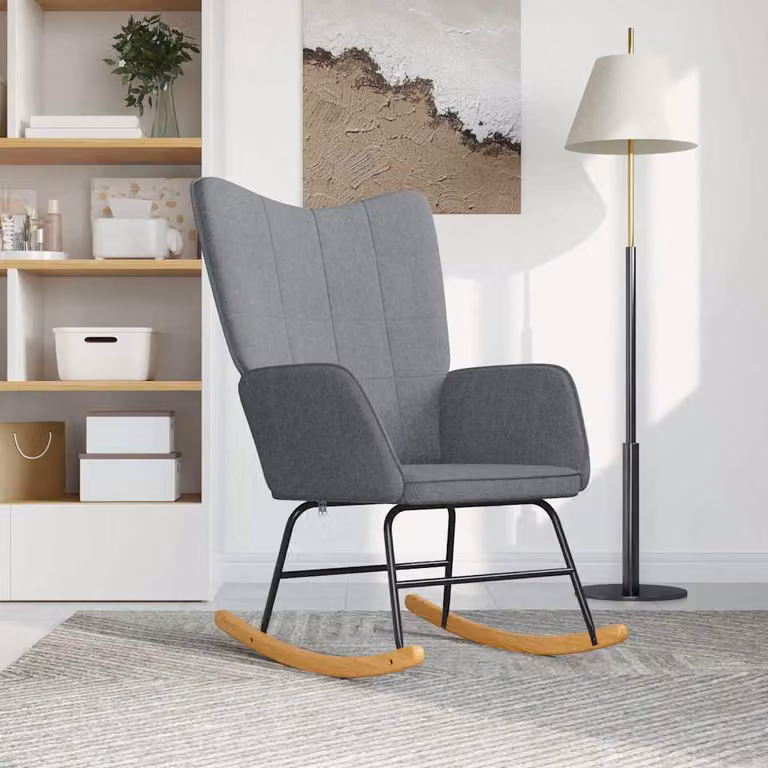 Sedia a dondolo vidaXL moderna in tessuto grigio chiaro per adulti