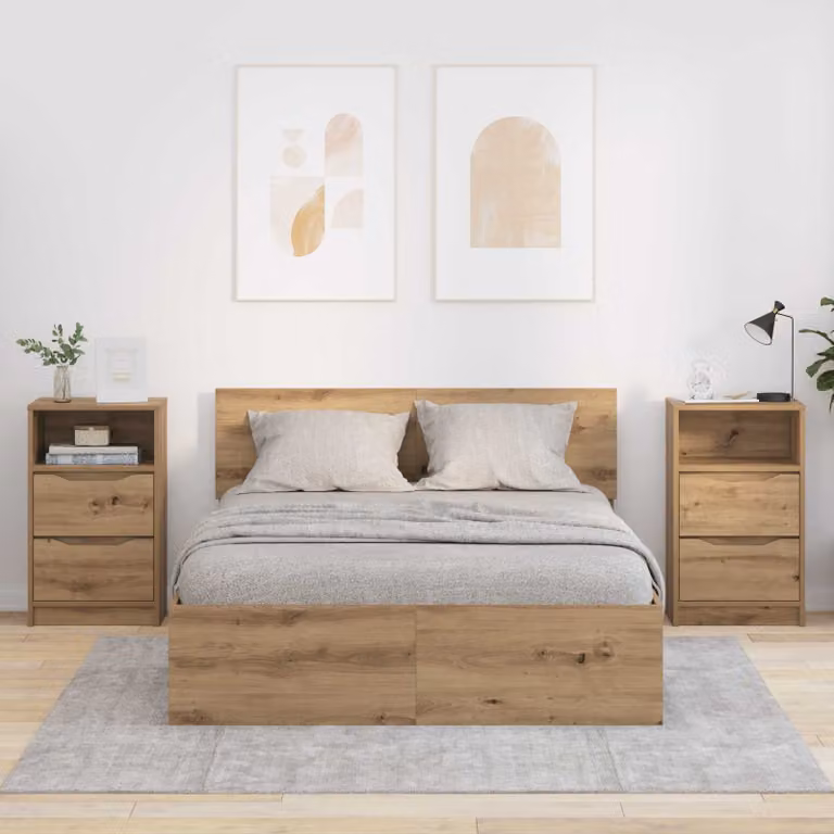 Set di 2 comodini vidaXL in rovere artigianale marrone, L 40 cm x P 30 cm x H 67 cm