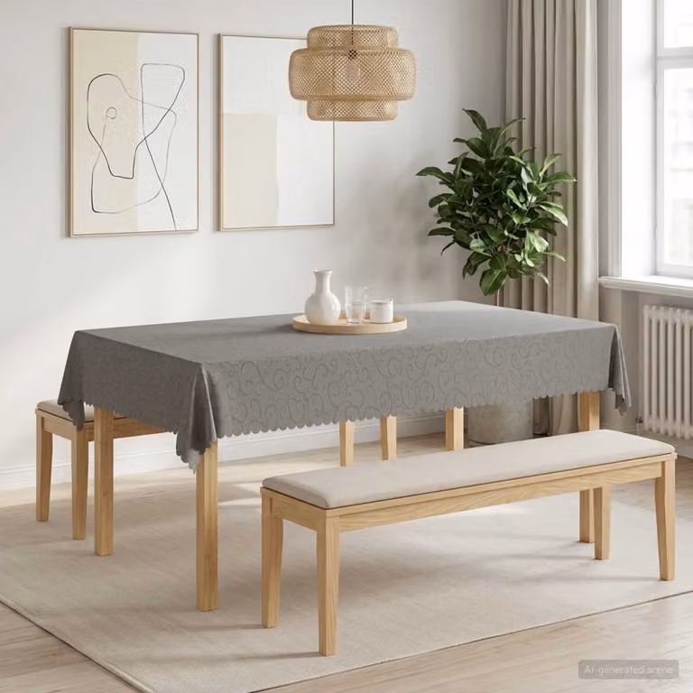 Tovaglia rettangolare vidaXL in jacquard di poliestere, grigio, L: 110 cm x P: 160 cm
