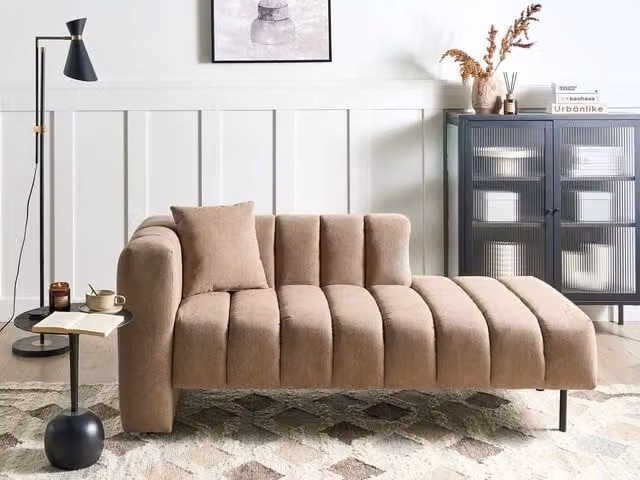 Chaise Lounge BELIANI in tessuto marrone con design moderno e cuscino lato sinistro L/P/H: 173 x 79 x 73 cm