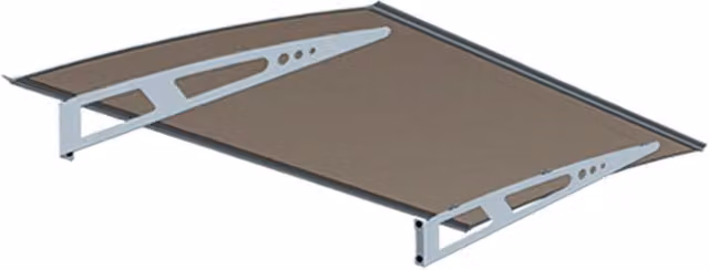 Pensilina da esterno Sangiorgio in Alluminio con Lamina in Policarbonato Fumè, Colore Bronzo o Grigio, L: 200 cm, P: 100 cm