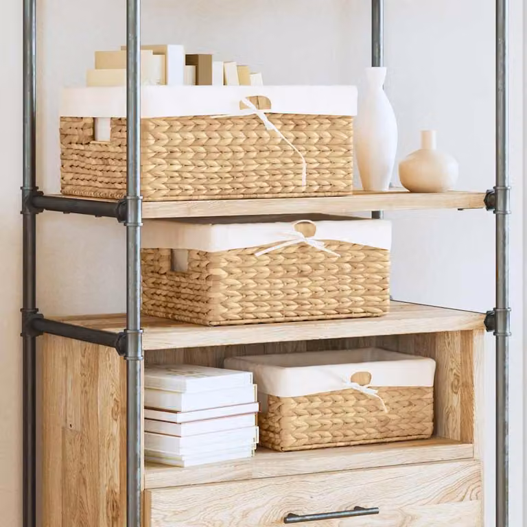 Set di 3 cesti per stoccaggio vidaXL in seagrass marrone e beige con maniglie L: 40 cm, P: 30 cm, H: 18 cm