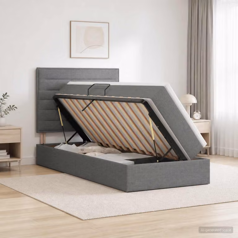 Letto con contenitore e materasso vidaXL Grigio Scuro L/P/H: 200 x 100 x 140 cm