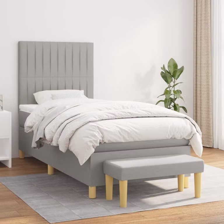 Giroletto a molle con materasso ibrido vidaXL in tessuto grigio e bianco, L/P/H: 100 x 200 x 45 cm