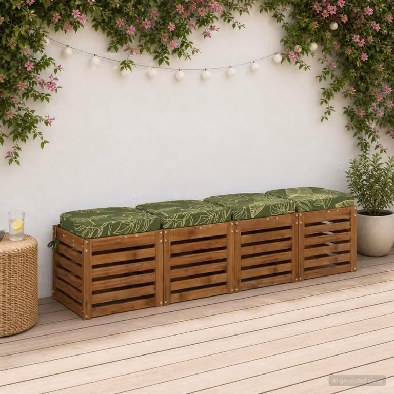 Set di 4 cuscini per sedile vidaXL SOEST in poliestere, colore verde, forma rettangolare con rivestimento rimovibile e resistente ai raggi UV