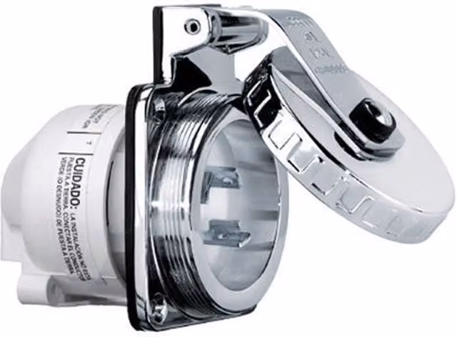 Presa a incasso Hubbell in acciaio inox color argento da 32 Ampere