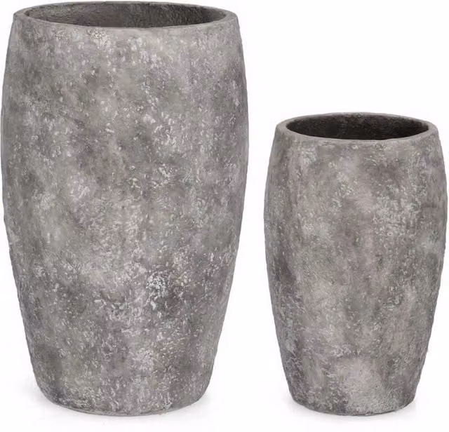 Portavaso Alto Meili Bizzotto in Fibra di Vetro e Argilla per Esterno, Grigio e Beige, Ø 36,5 cm x H 57 cm