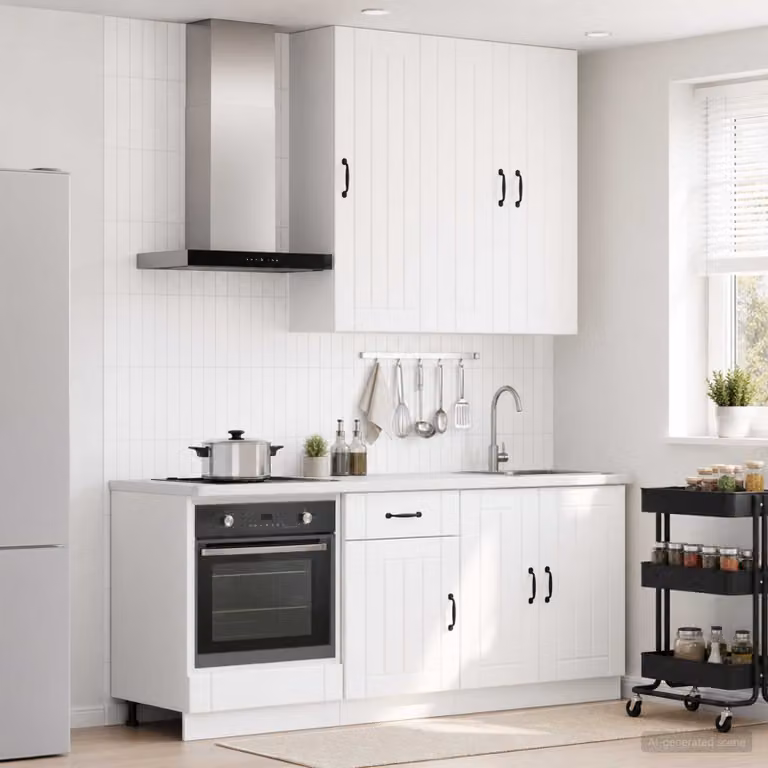 Unità cucina moderna vidaXL LUCCA in 5 pezzi bianco con ante a battente e cassetti