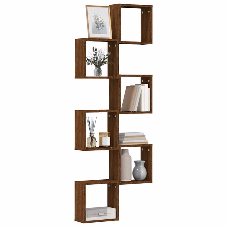 Set di 6 mensole a cubo vidaXL da parete in MDF, colore marrone rovere, L 30 cm x P 15 cm x H 30 cm