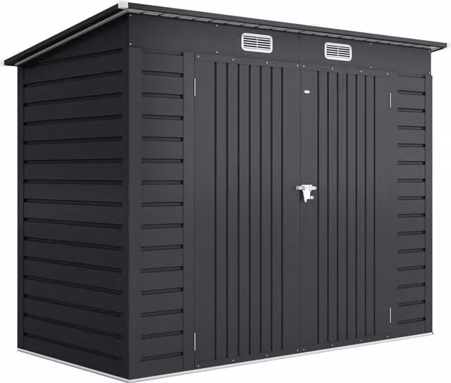 Capanno porta attrezzi Outsunny in acciaio zincato con ripiani regolabili e chiavistello, Grigio, L: 249 cm, P: 121 cm, H: 183 cm