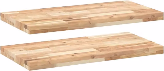 Set di 2 mensole da parete in legno di acacia non trattato color marrone, L 80 x P 40 x H 4 cm