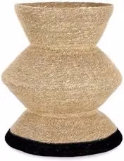 Vaso in fibra naturale effetto rattan Bizzotto Nero e Beige L: 30 cm, H: 43 cm