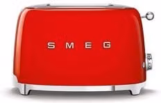 Tostapane Smeg 50 Style 950W con 2 fessure, 6 livelli di tostatura e funzione scongelamento, Rosso