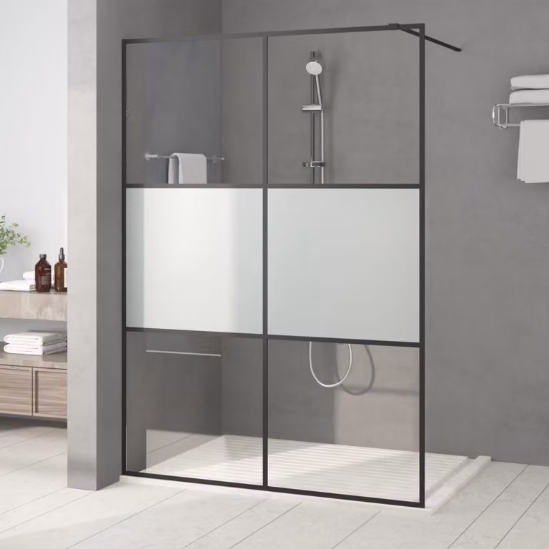 Parete Doccia Walk in vidaXL in Vetro Semi Smerigliato L: 140 cm, H: 195 cm