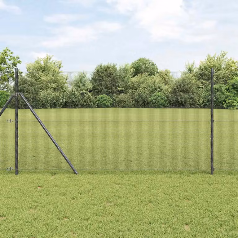 Recinzione a rete saldata vidaXL in acciaio e PVC Grigio, da fissare a terra, L: 100 cm, H: 50 cm