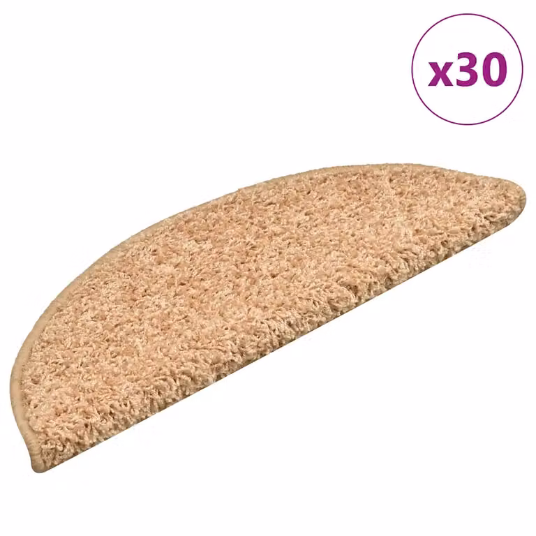 Set di 30 tappetini per scale semicircolari vidaXL, colore oro e beige, antiscivolo e autoadesivi, L: 56 cm, P: 20 cm, H: 3 cm