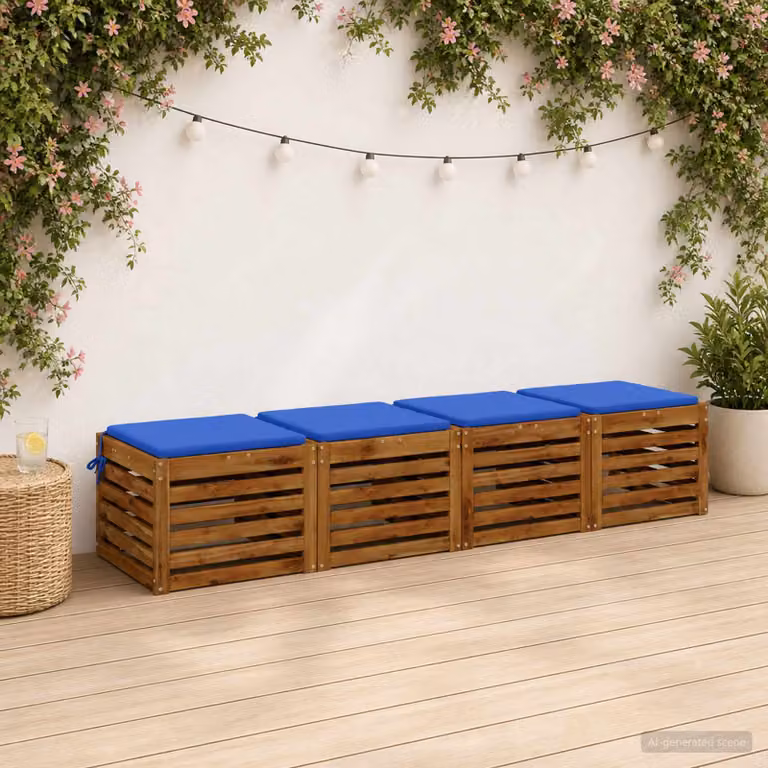 Set di 4 cuscini per sedia vidaXL SOEST blu in poliestere con fodera rimovibile e resistenza ai raggi UV