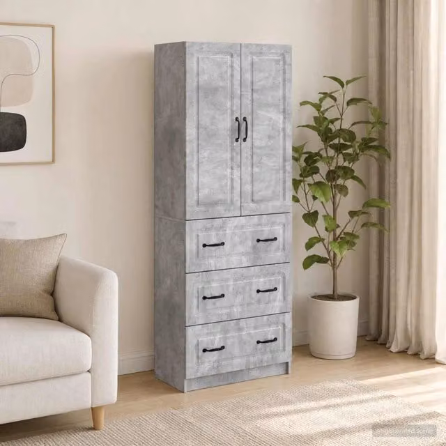 Set di 2 armadi vidaXL con ante scorrevoli e ripiani interni in grigio, L/P/H: 66 x 34,5 x 87 cm