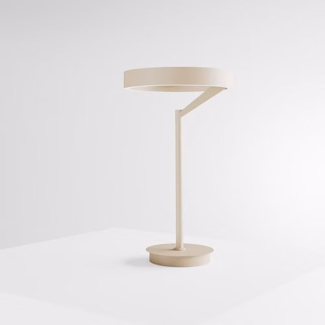 Gea Criseide Lampada da tavolo LED dimmabile in alluminio e silicone bianca o beige