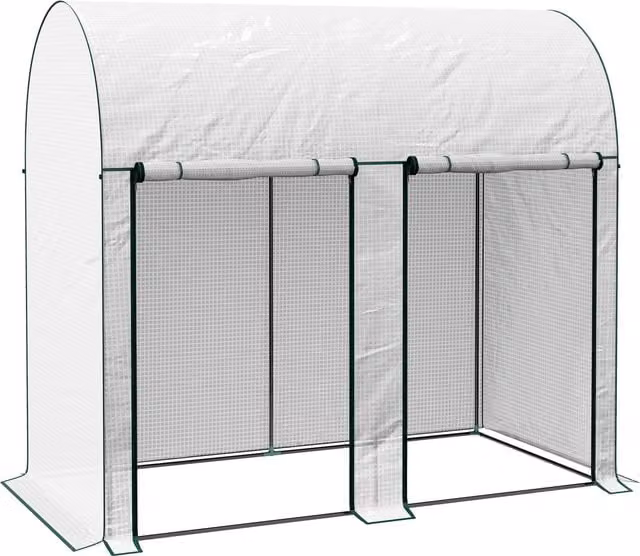 Serra da giardino per orto Outsunny in acciaio con copertura in PE anti-UV e 2 porte avvolgibili, Bianco, L/P/H: 200 x 200 x 178 cm