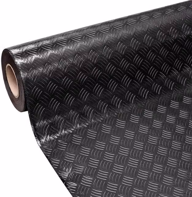Tappeto Copri Pavimento EMMEVI Nero con Effetto Lamiera, Zerbino Antiscivolo e Isolante, L: 140 cm, P: 13 mt