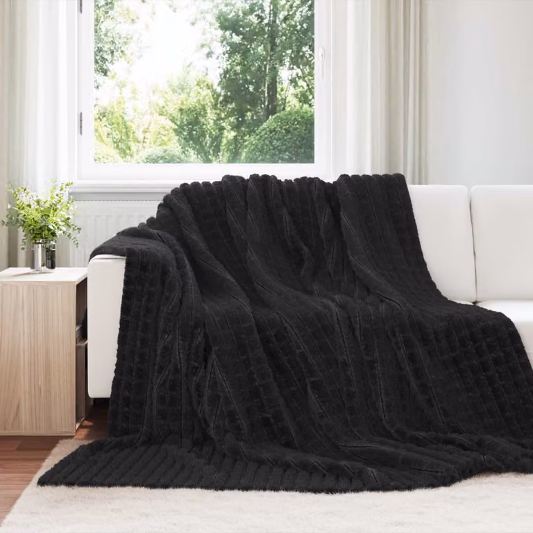 Coperta in pile vidaXL nera per adulti, L 240 cm x P 220 cm