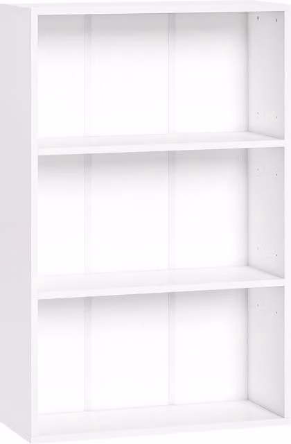 Libreria HOMCOM con 3 scomparti e ripiano regolabile, Bianco, L: 60 cm, P: 24 cm, H: 93 cm