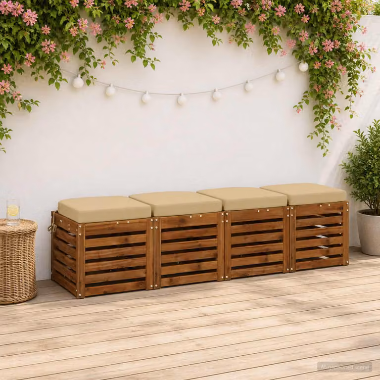 Set di 4 cuscini per sedile vidaXL SOEST in poliestere, colore beige, con fodera rimovibile e lavabile