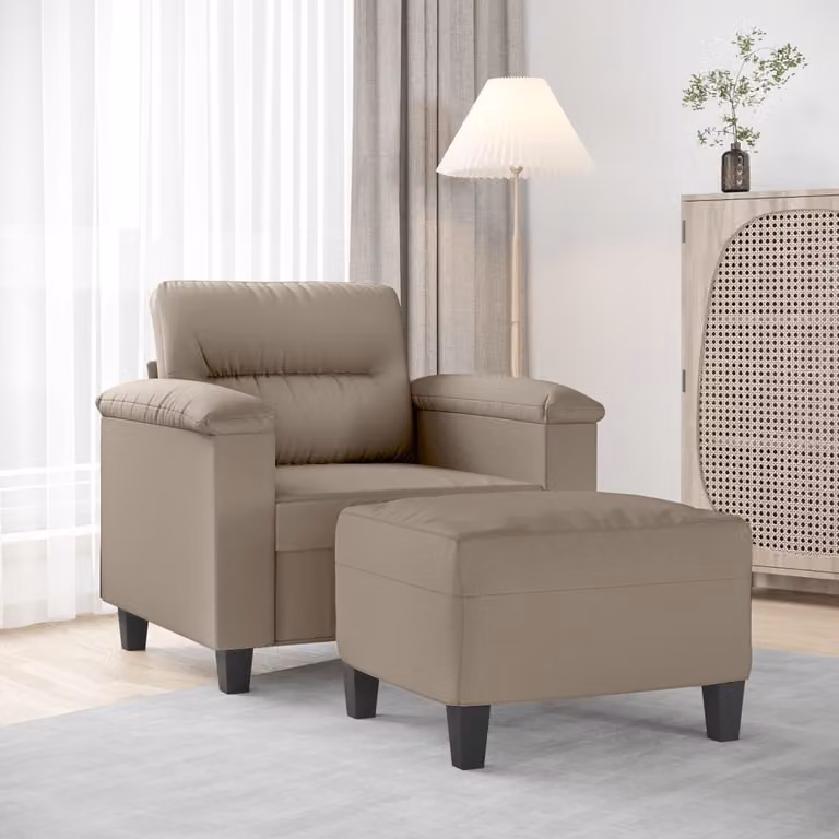 vidaXL Poltrona Relax con Poggiapiedi in Microfibra, Colore Tortora (Beige/Grigio)
