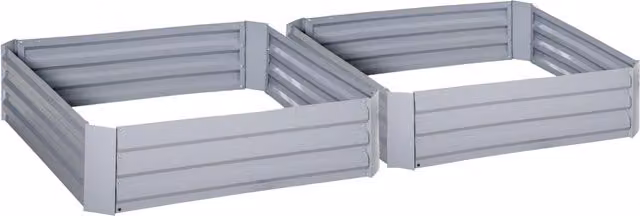 Set di 2 Letti per Orto Rialzati Outsunny in Acciaio Grigio, L/P/H: 100 x 100 x 30 cm