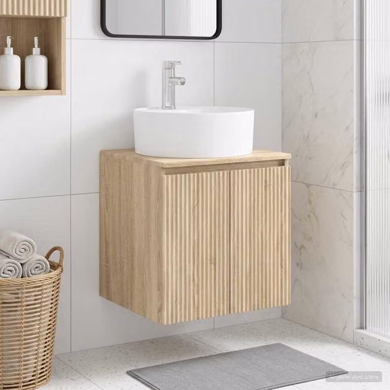 Mobile Lavabo da Parete vidaXL in Rovere Sonoma, L: 49,5 cm, P: 44,5 cm, H: 65 cm