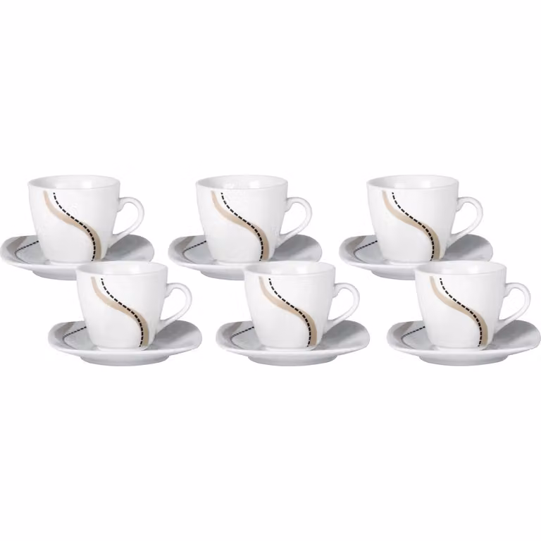 Servizio da caffè Flexy GUSTO CASA in porcellana bianca con 6 tazzine e piattini