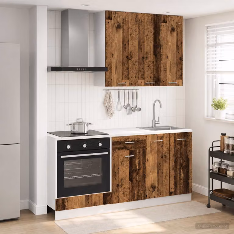 Unità cucina moderna vidaXL LYON composta da 5 pezzi in legno e MDF, colore marrone