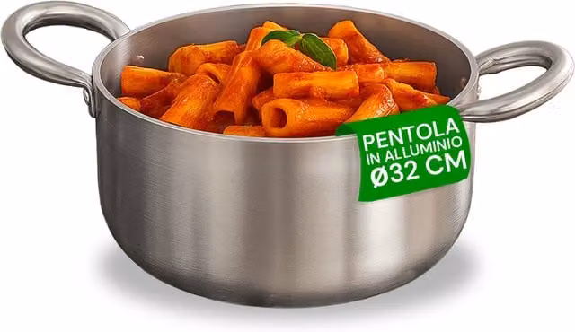 Casseruola Alta in Alluminio Pensofal con 2 Maniglie in Acciaio Inox, Colore Argento, Ø 32 cm