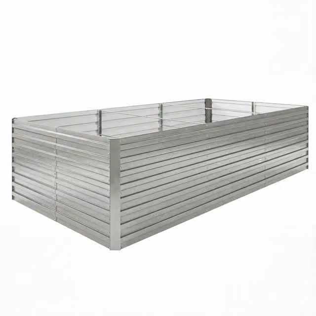 Fioriera da esterno rialzata Outsunny in acciaio galvanizzato grigio argentato con bordo di sicurezza e fondo aperto L/P/H: 240 x 120 x 60 cm