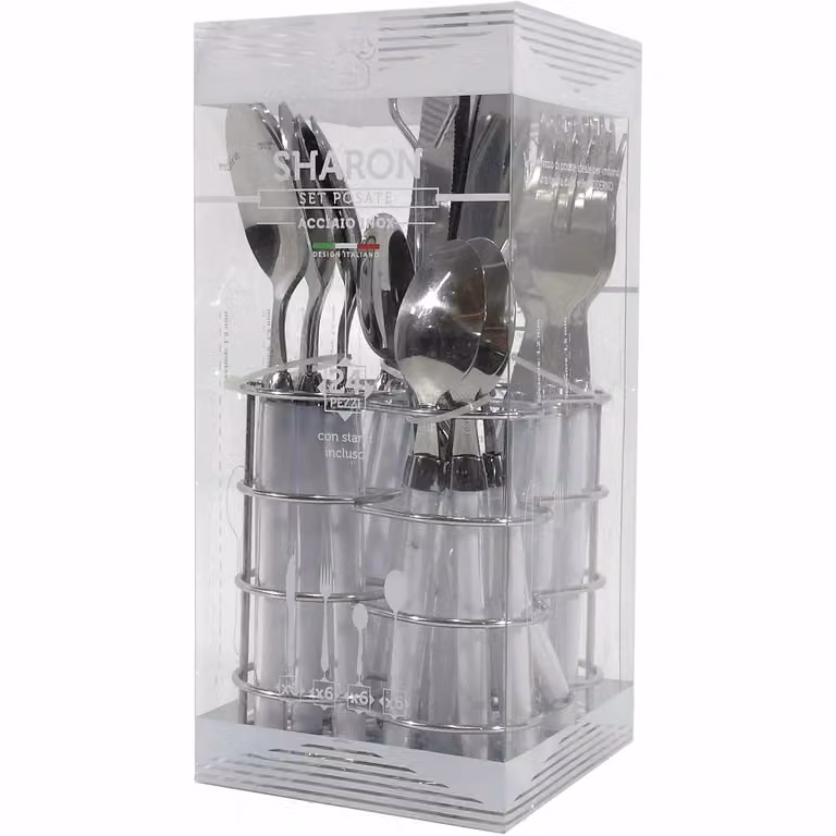Servizio di posate Sharon Gusto Casa in acciaio inox lucido, 24 pezzi, colore argento/bianco