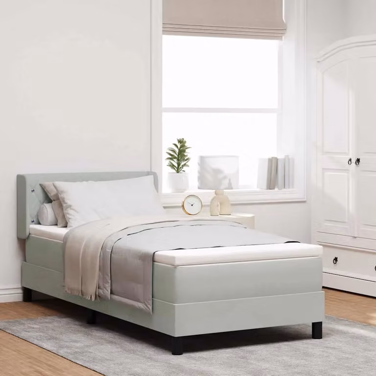Letto ibrido con molle e schiuma vidaXL con testiera in velluto Grigio, L/P/H: 200 x 90 x 60 cm