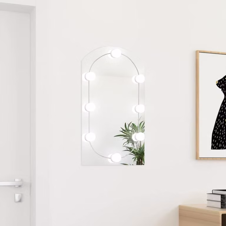 Specchio con Luci LED vidaXL da Parete in Vetro, L: 70 cm, H: 40 cm, Disponibile in Nero, Argento o Bianco