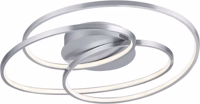 Plafoniera LED Gale di Trio Leuchten in acciaio satinato argento, design moderno a cerchi, D 60 cm
