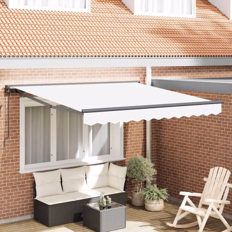vidaXL Tendone a semi-cassonetto in alluminio e poliestere, Bianco, L: 350 cm, P: 250 cm