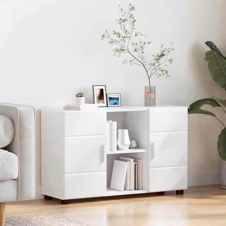 Credenza moderna vidaXL FLORIN Bianco Lucido L: 88,5 cm, P: 30,5 cm, H: 55,5 cm