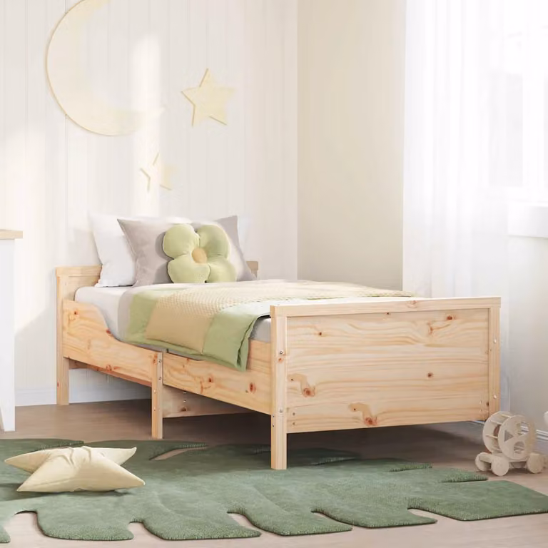 Struttura del letto vidaXL in legno di pino marrone e beige L 80 cm x P 200 cm x H 90,5 cm