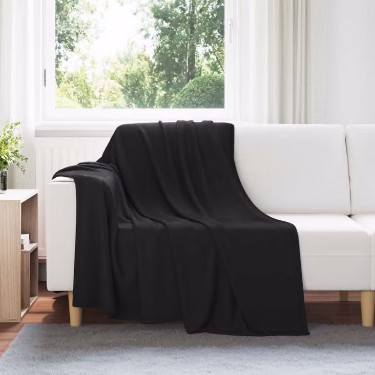 Set di 24 coperte in pile vidaXL nere, morbide e lavabili, L 200 cm x P 150 cm