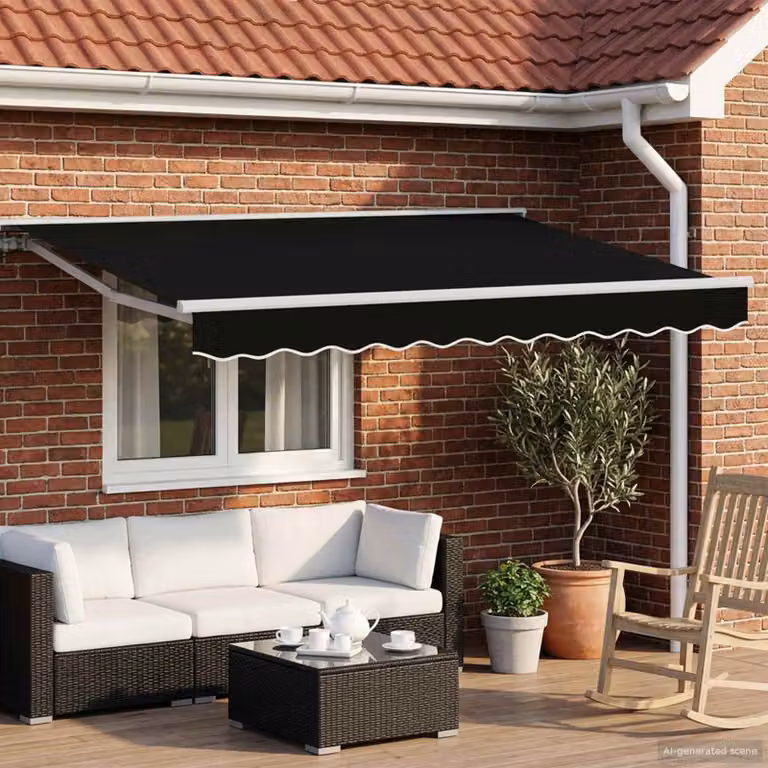 Tettuccio elettrico retrattile vidaXL con telecomando, montaggio a parete, in alluminio e poliestere, disponibile in bianco o nero