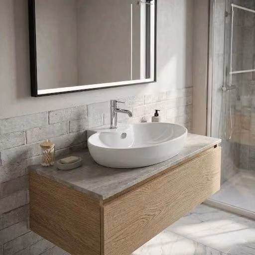 Lavabo da appoggio in ceramica Taco LA39 Bianco L: 60.5 cm, P: 45.5 cm, H: 18 cm