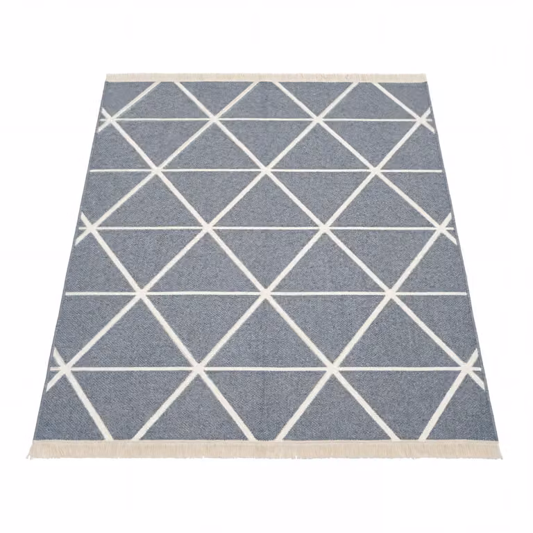 Tappeto Skyla reversibile e lavabile in cotone con motivo geometrico scandinavo, grigio e giallo, L: 80 cm x P: 250 cm